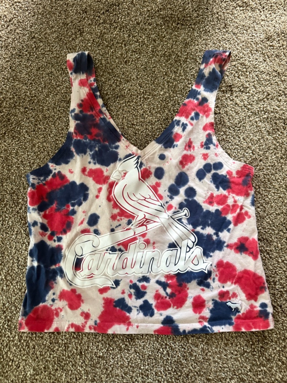 PINK Victoria's Secret Red & Navy Tie-Dye Tank